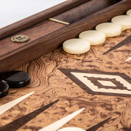 Backgammon Premium en loupe de noyer 60cm