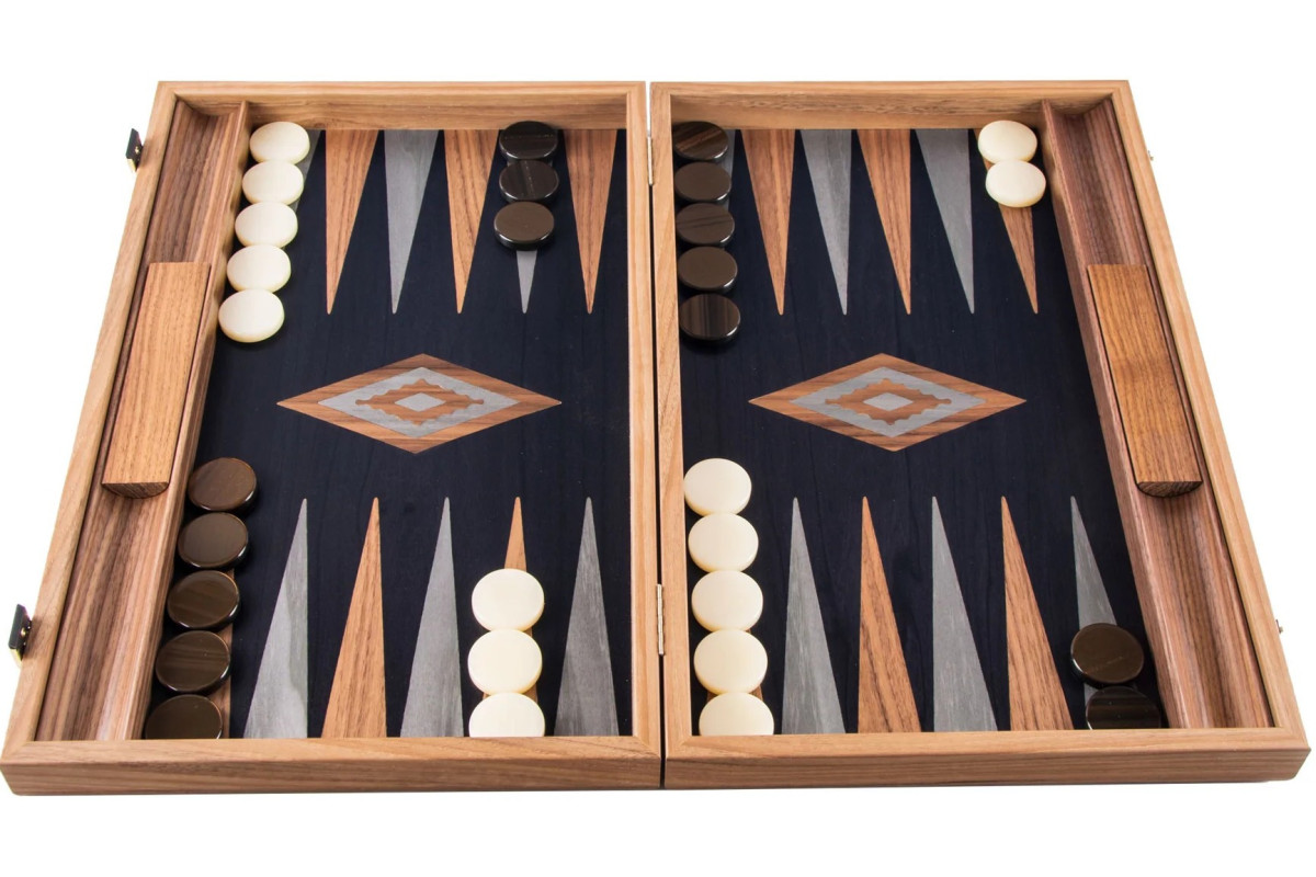 Backgammon Premium Noyer / Chêne sombre 60cm