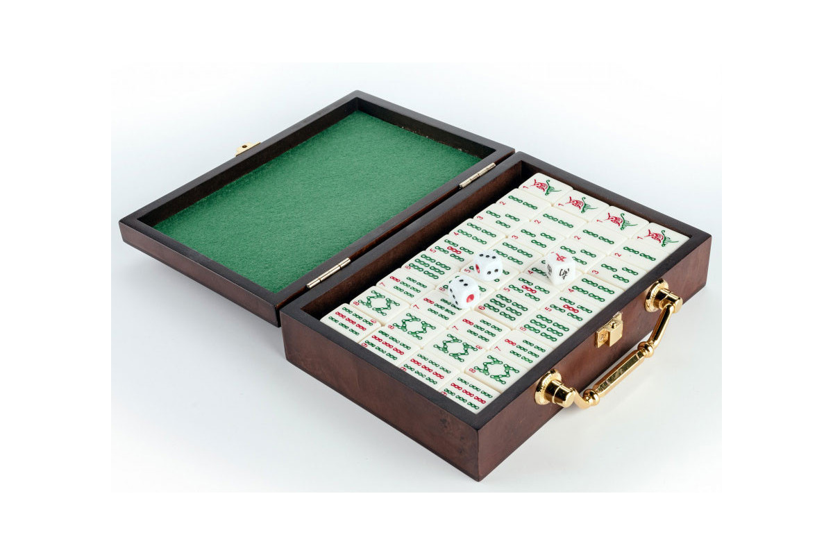 Petit Mahjong Boîte Bois tuiles 27x20mm