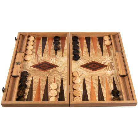 Backgammon Premium en loupe d'olivier 60cm