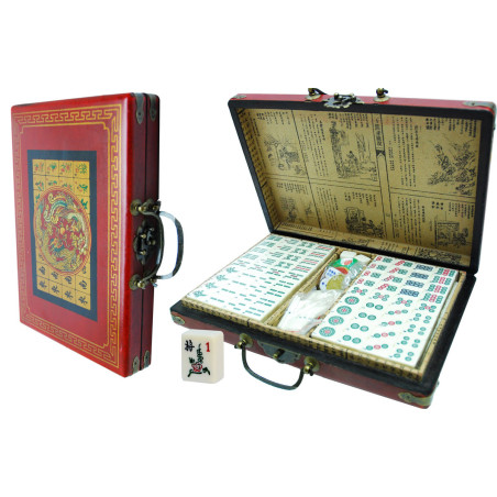 Petit Mahjong tuiles 21x15mm, coffret style ancien