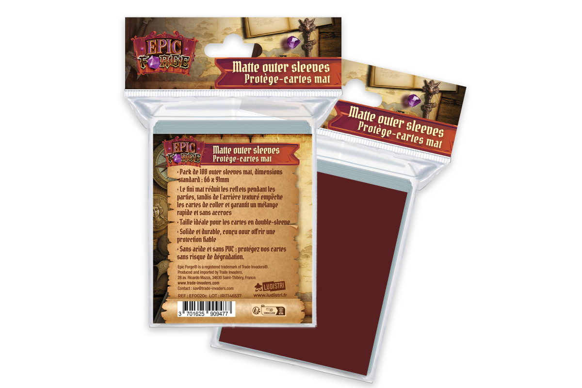 100 Sleeves Mat 66x91 Dos rouge