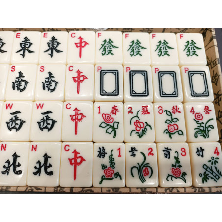 Mahjong tuiles 31x24mm, coffret style ancien