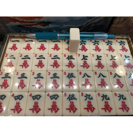 Mahjong tuiles 31x24mm, coffret style ancien