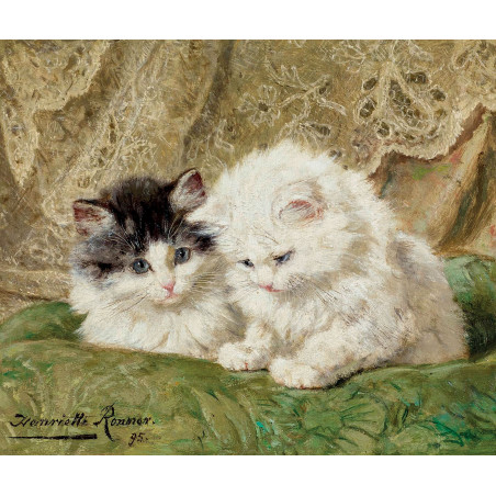Deux chatons - Henriëtte Ronner-Knip - puzzle Michèle Wilson 80 pièces