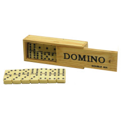 Dominos double 6 fins avec pivot, boîte bois