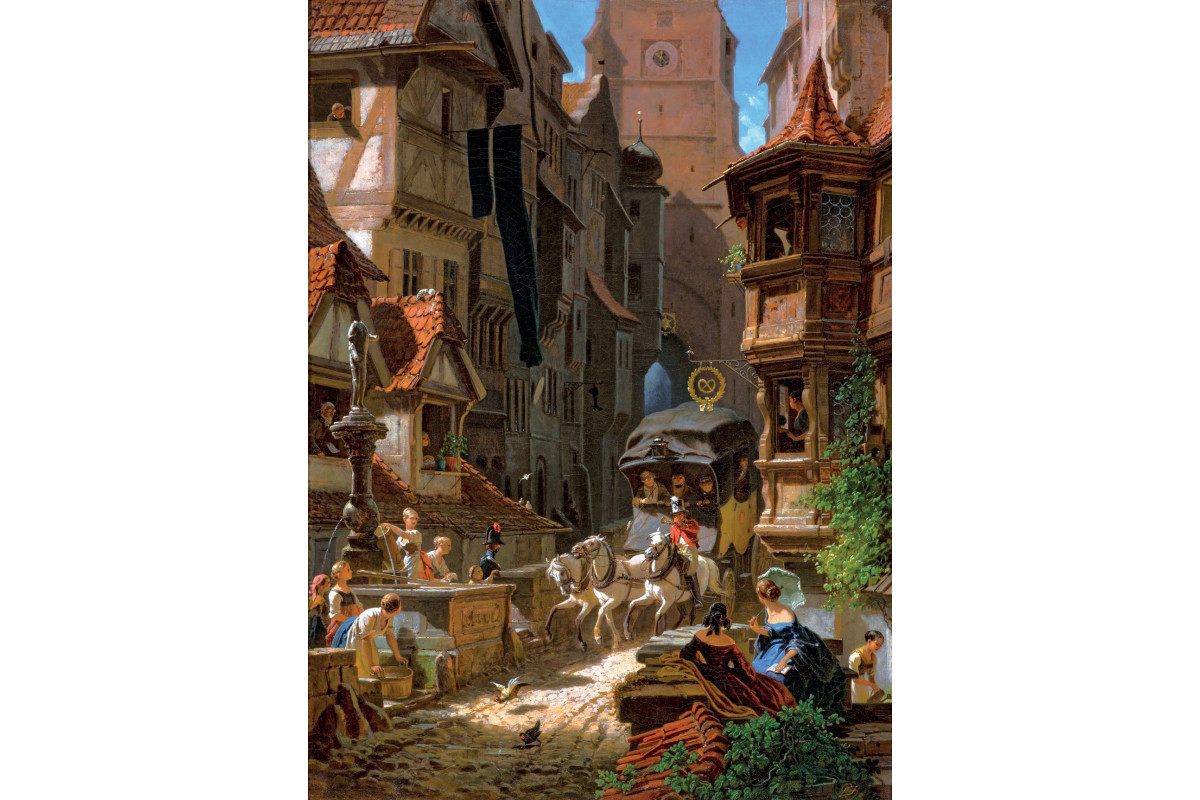 Arrivée de la diligence - Carl Spitzweg - puzzle Michèle Wilson 1000 pièces