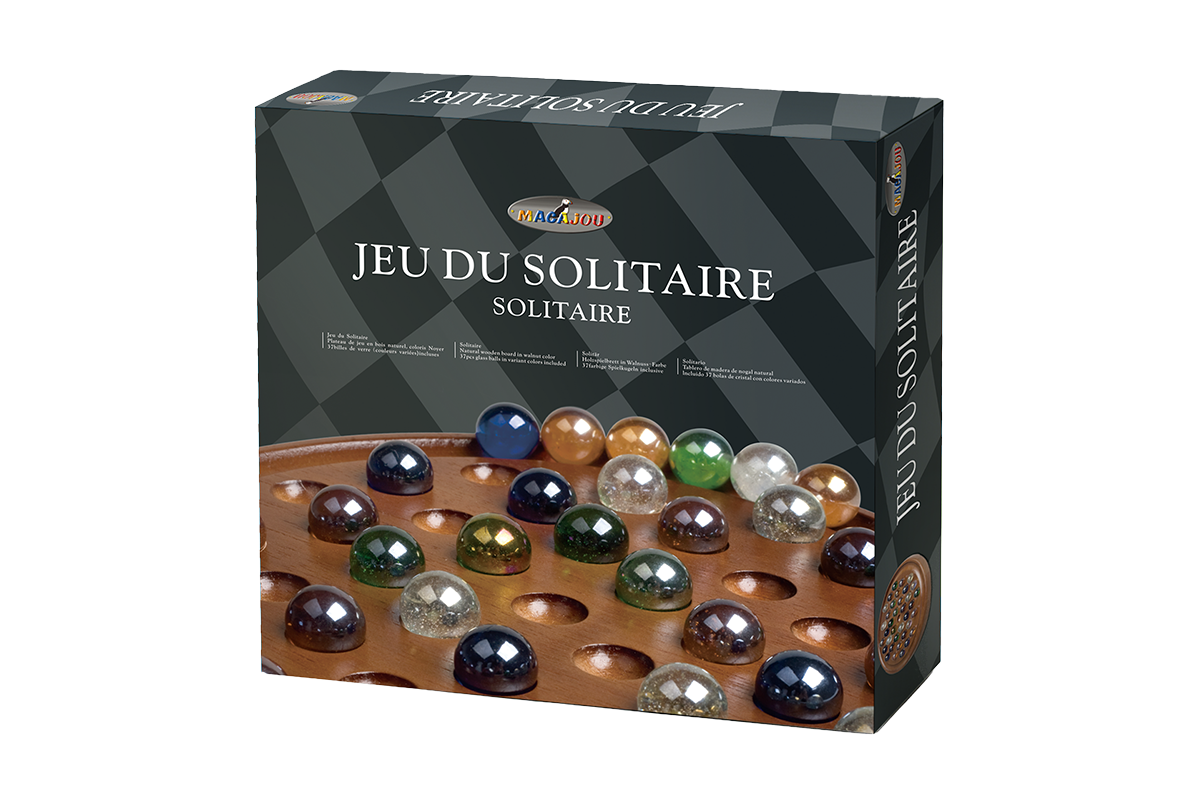 Solitaire européen 23cm (37 billes en verre multicolores)