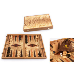Backgammon Premium en loupe d'olivier 60cm