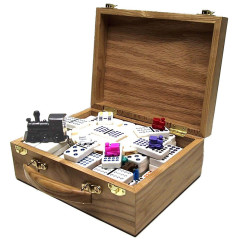 Domino Mexican Train Boîte bois (Dominos mexicains double 15)