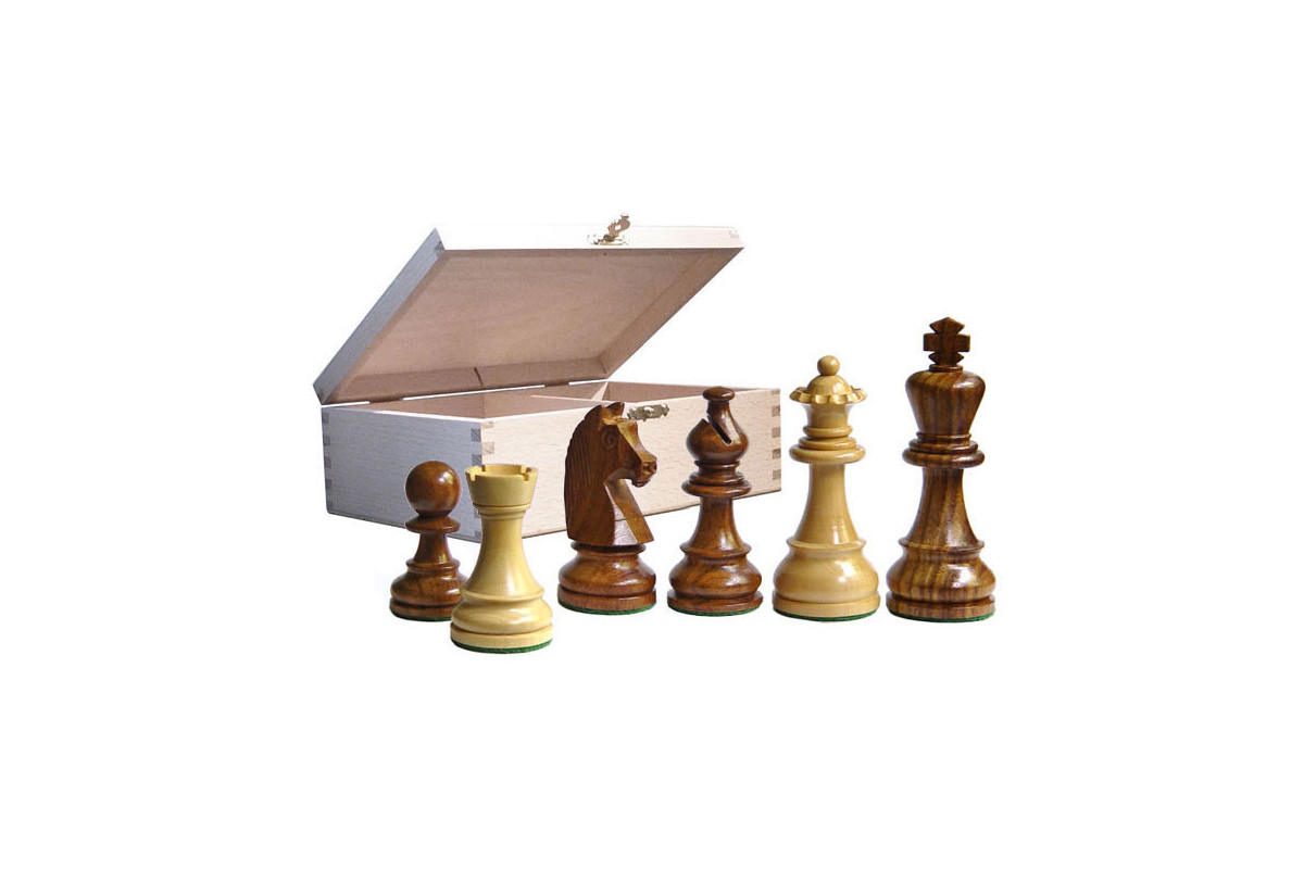 Pièces échecs lestées 93mm (6) Acacia/Buis