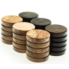 Pions de Backgammon en olivier 36mm