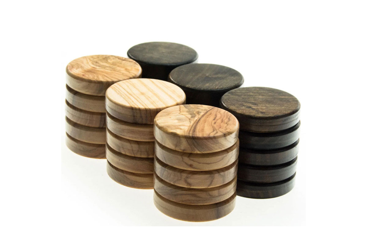 Pions de Backgammon en olivier 26mm