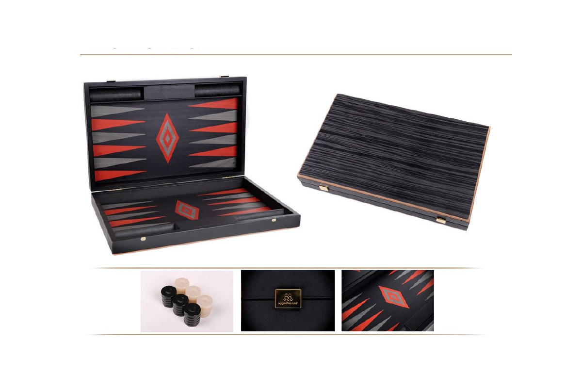 Backgammon Premium Chêne noir et Argento 60cm