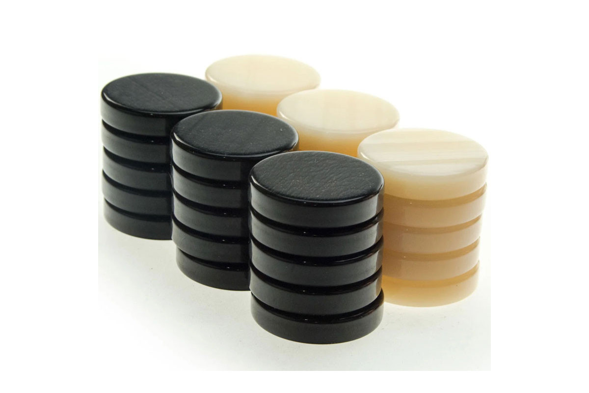 Pions de Backgammon nacre 26mm (noirs)
