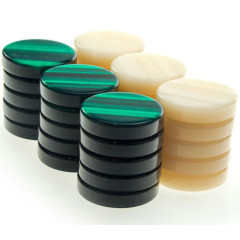 Pions de Backgammon nacre 26mm (verts)