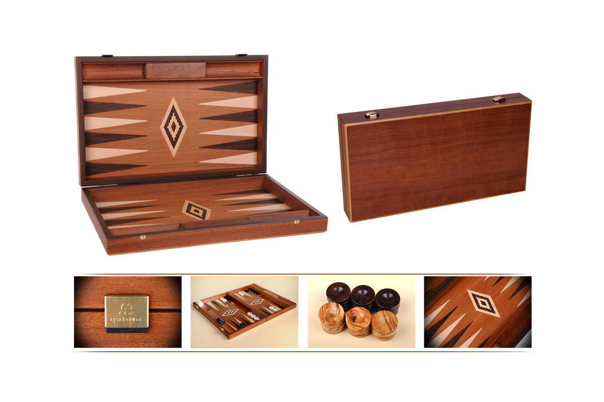 Backgammon en acajou 60cm