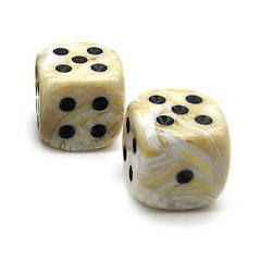 Paire de dés 12mm Ivoire Marbré points noirs