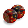 Paire de dés 12mm Rouge Marbré points Or