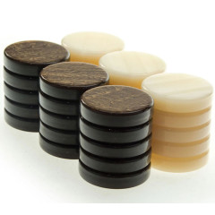 Pions de Backgammon nacre 26mm (marrons)