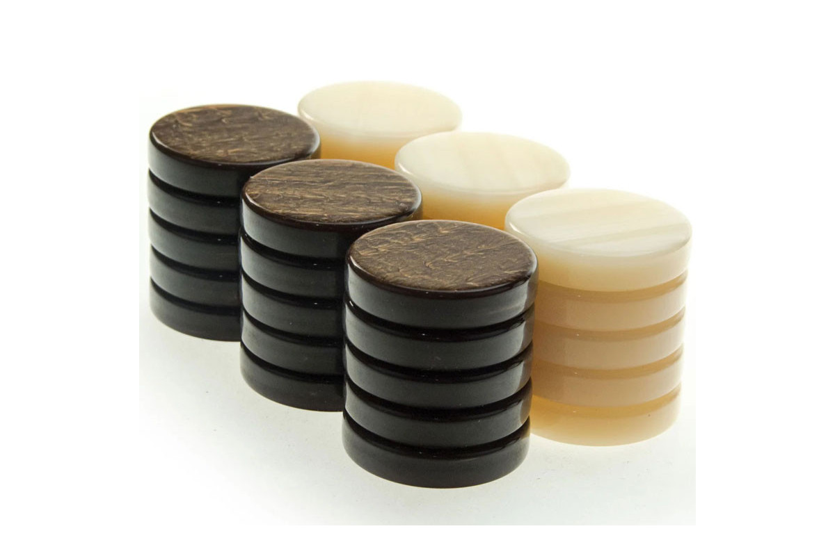 Pions de Backgammon nacre 26mm (marrons)