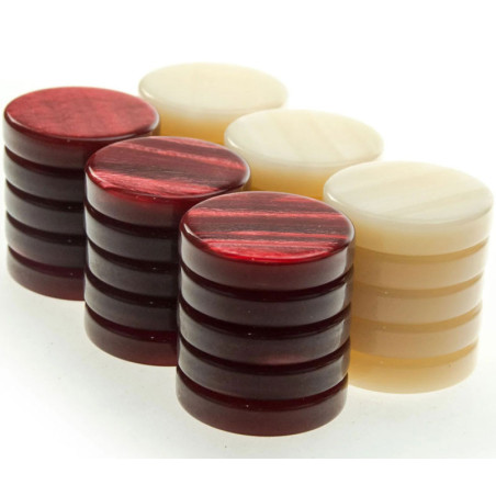 Pions de Backgammon nacre 36mm (rouges)