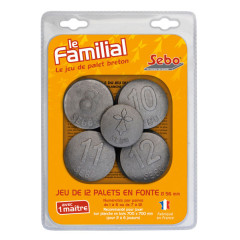 Jeu de palets bretons en fonte (format compétition 56mm, 6 paires 7 à 12)