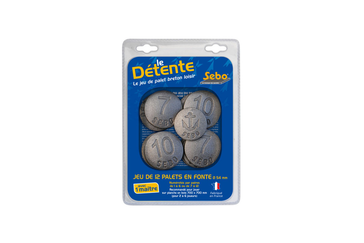 Jeu de palets bretons en fonte Détente (format loisir 6 paires 7 à 12, 54mm)