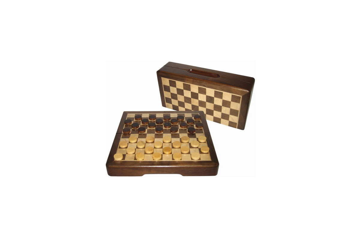 Dames magnétiques en noyer 23cm