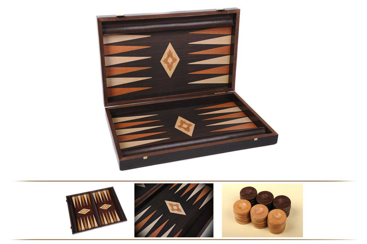 Backgammon aspect wengé 45cm