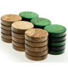 Pions de Backgammon en olivier/verts 26mm