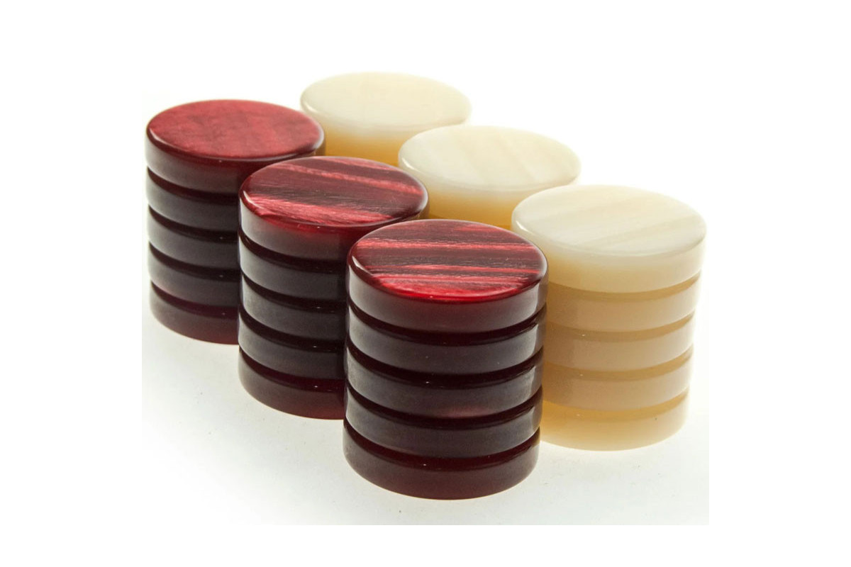 Pions de Backgammon nacre 26mm (rouges)
