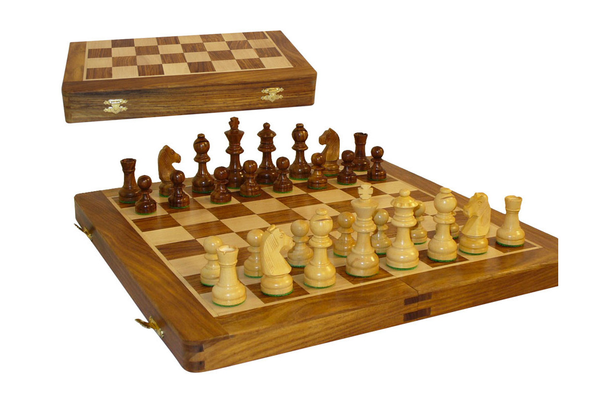 Echecs pliable magnétique 40cm marqueté