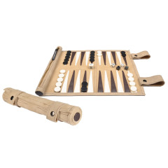 Backgammon de voyage en cuir Beige (Sondergut)