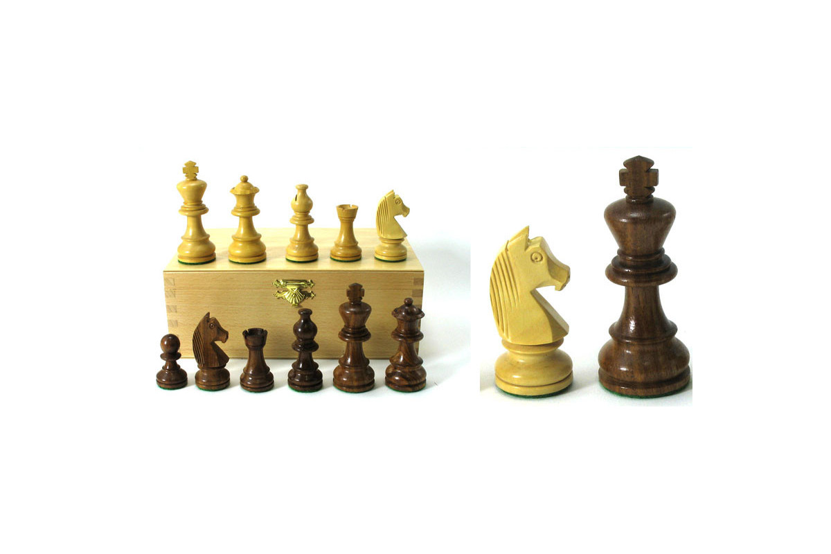 Pièces échecs lestées 76mm (4) Acacia/Buis