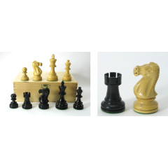 Pièces échecs lestées ProBase 90mm (5) Noir/Buis