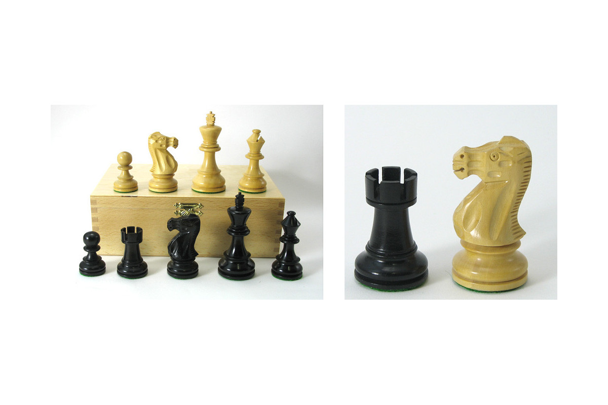 Pièces échecs lestées ProBase 90mm (5) Noir/Buis