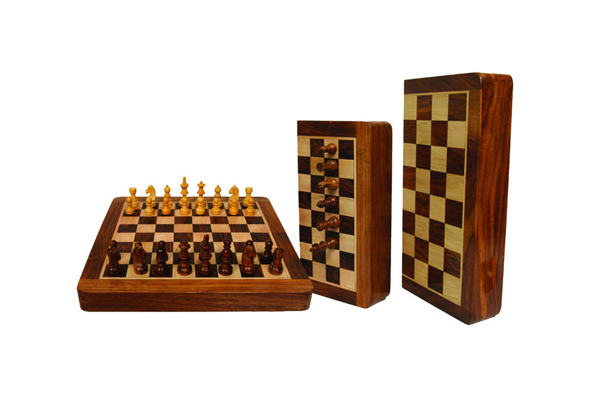 Echecs magnétique pliable 30cm marqueté
