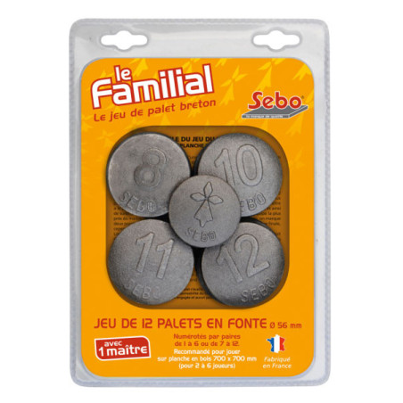 Jeu de palets bretons en fonte (format compétition 56mm, 6 paires 1 à 6)