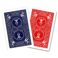 5 cartes Bicycle Magic double dos rouge/bleu