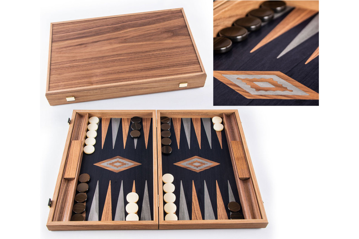 Backgammon Premium Noyer / Chêne sombre 60cm