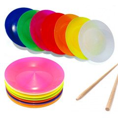 Assiette souple Fluo Play 23cm avec baguette bois
