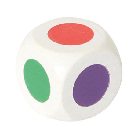 Dé 6 couleurs 20mm bois