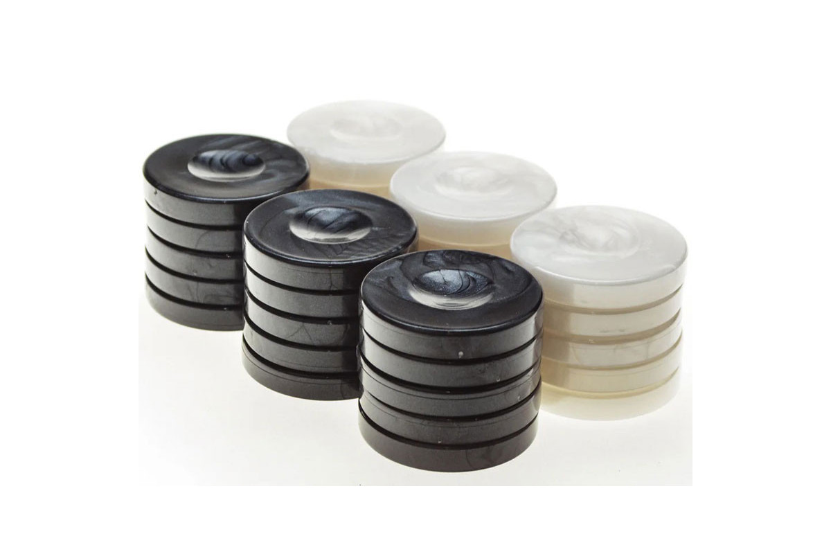Pions de Backgammon Pearl 36mm noir