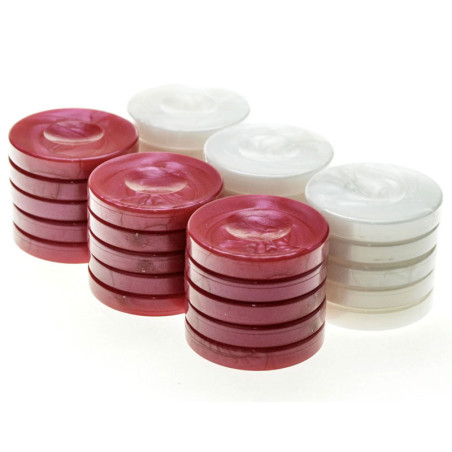 Pions de Backgammon Pearl 36mm rouge