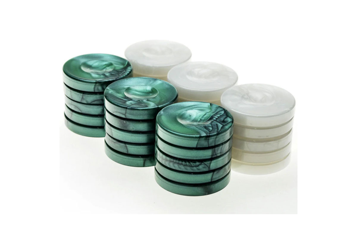 Pions de Backgammon Pearl 26mm vert