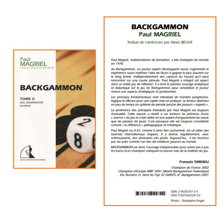 Magriel - Backgammon tome 2 : Jeu positionnel avancé
