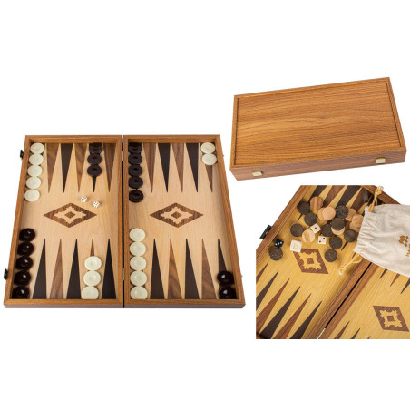 Backgammon aspect chêne 39cm
