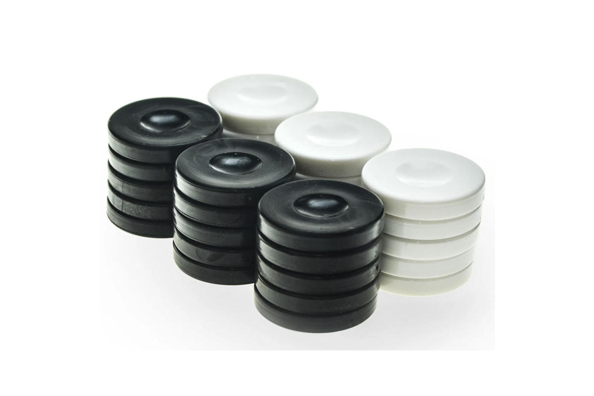 Pions de Backgammon standard 36mm noirs