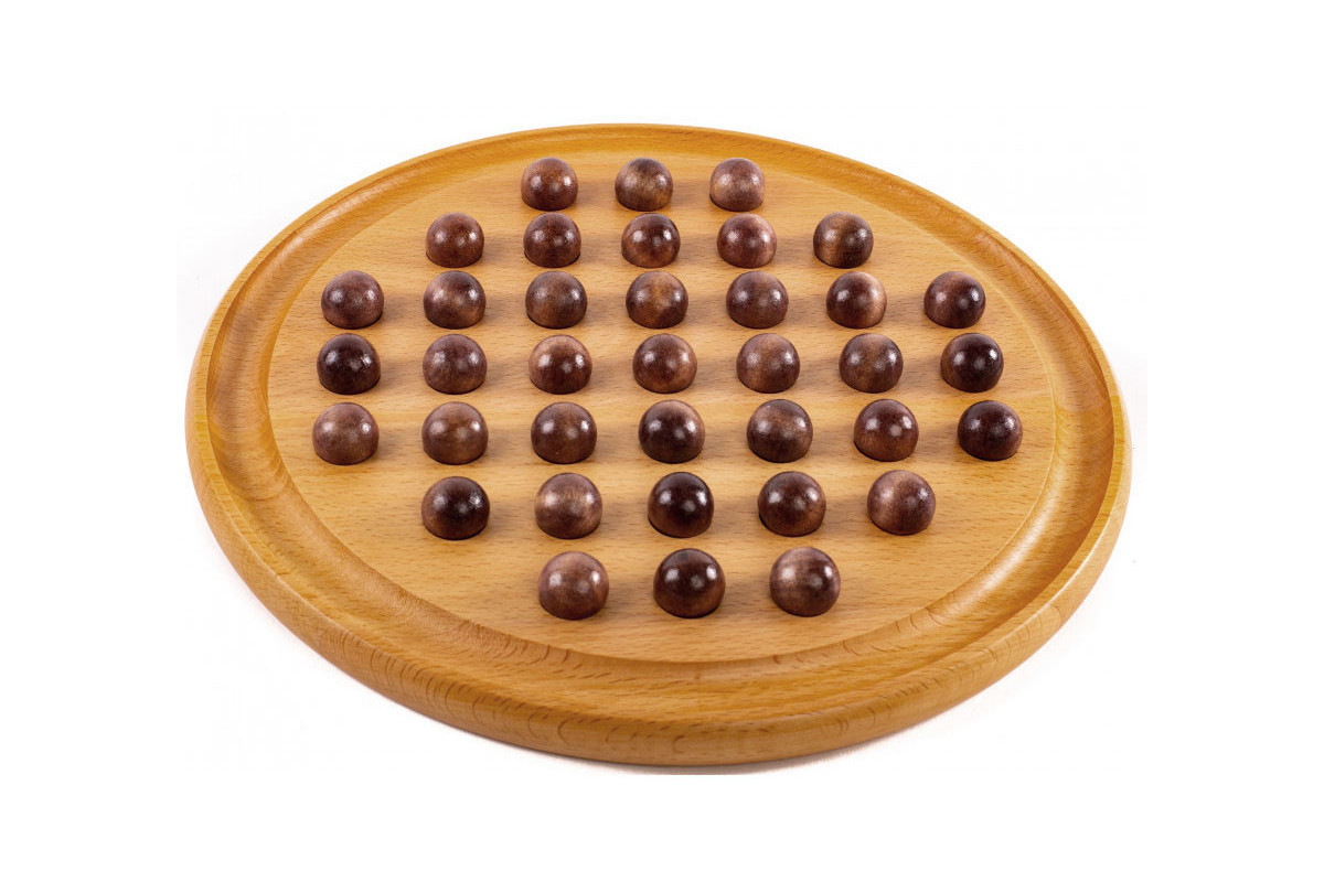Solitaire hêtre billes bois 29cm (37 billes)